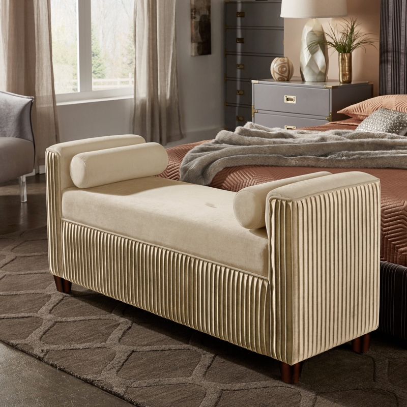Chic Upholstered Bench with Pillows
