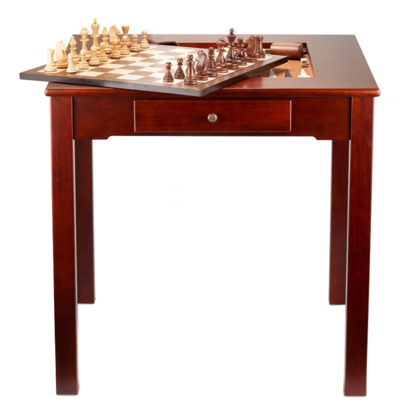 4-in-1 Chess, Checkers, Backgammon, and Coffee Table