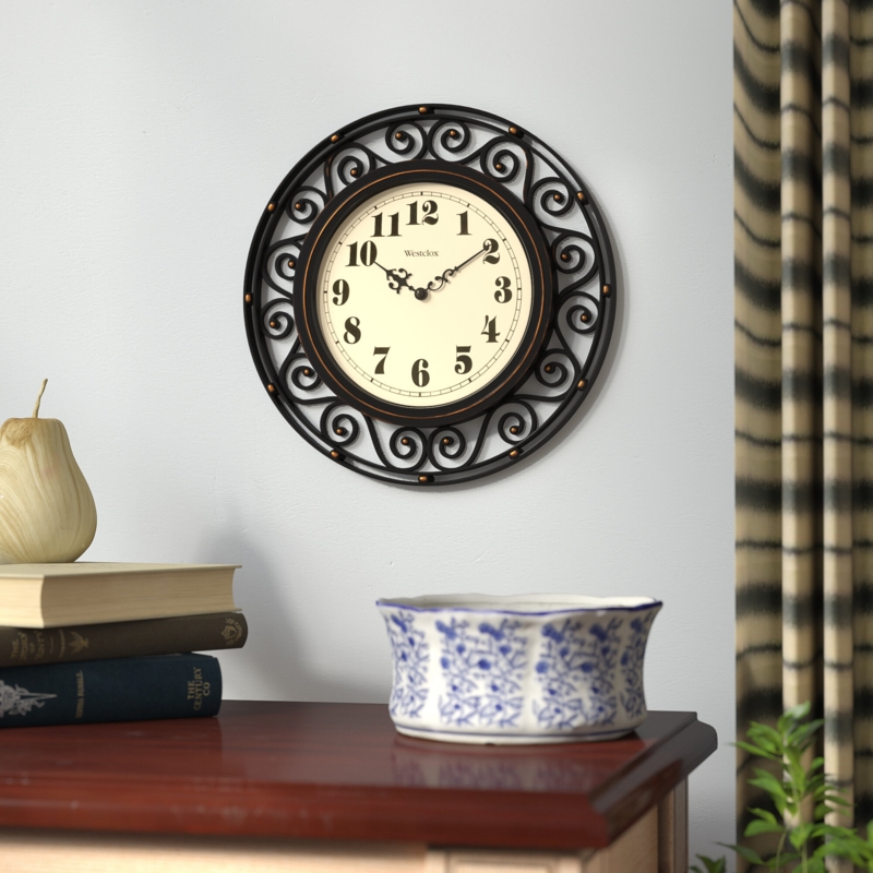 Scrollwork Wall Clock with Vintage Numbers
