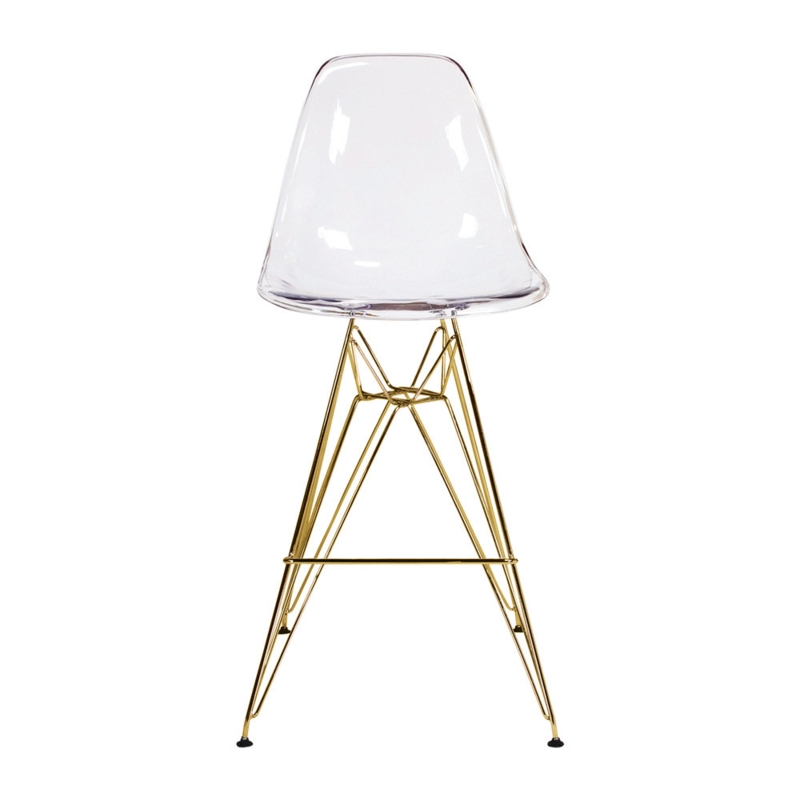 Mid-Century 31.5'' Bar Stool with Gold-Finished Legs