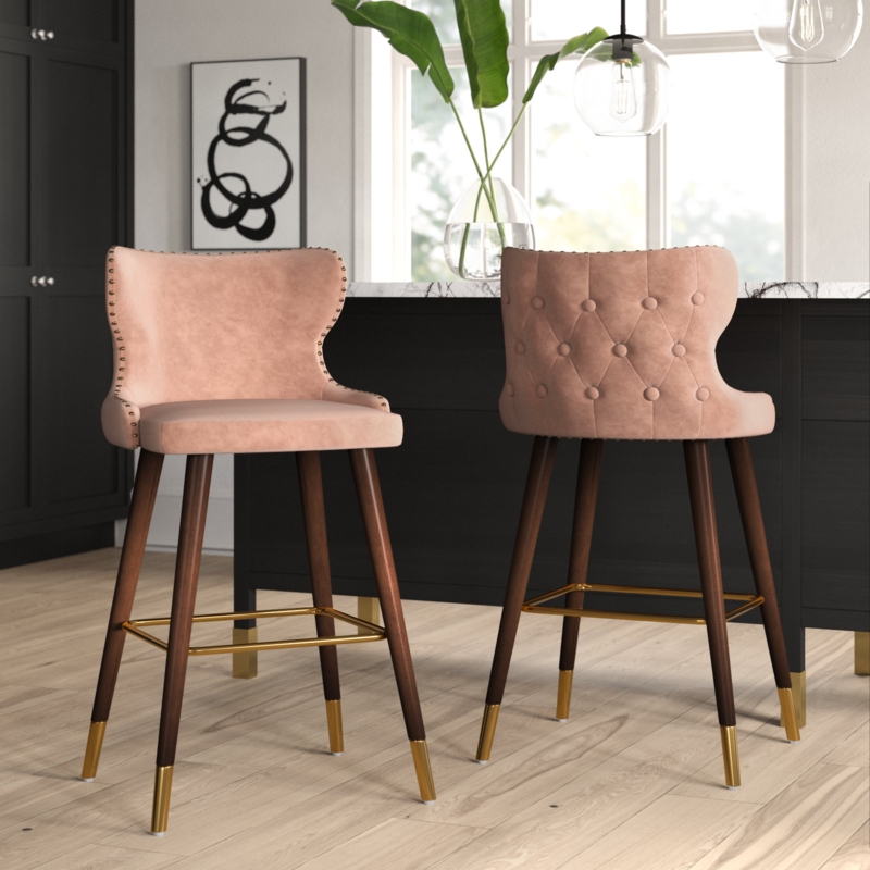 Glam Wingback Bar and Counter Stools