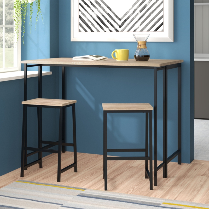 3-Piece Extendable Dining Set with Stools