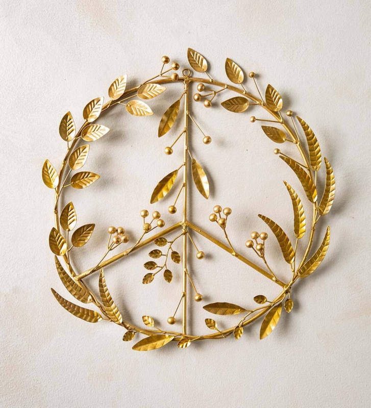 Gilded Iron Leaves Peace Wreath