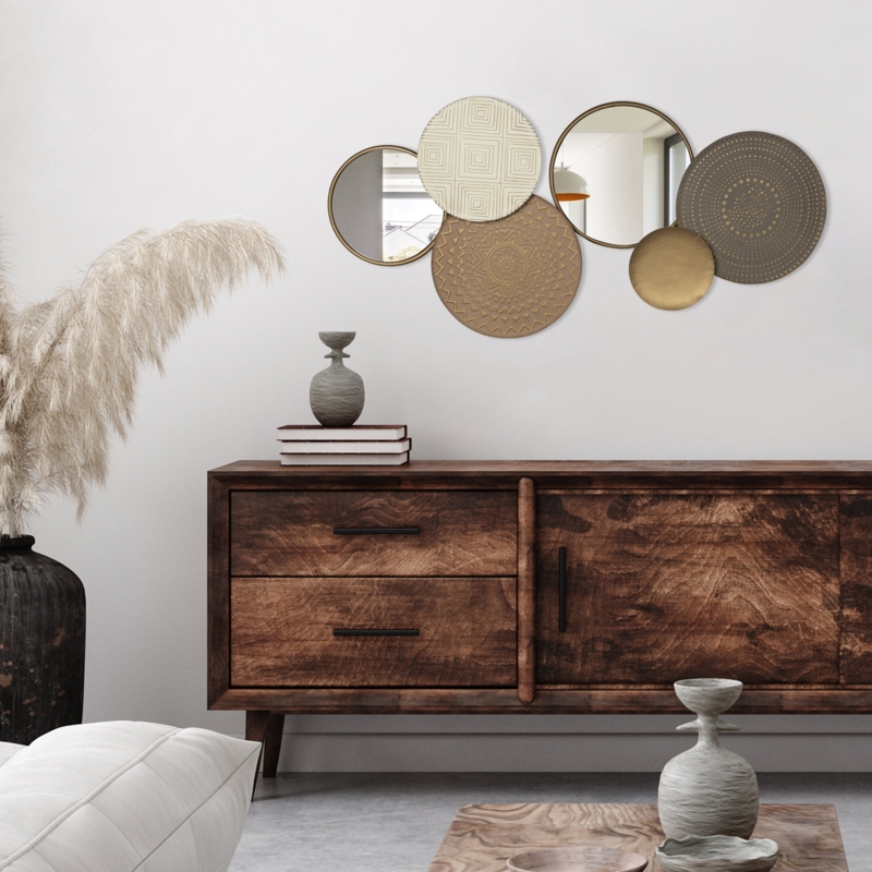 Boho Layered Mirrors and Metal Plates Centerpiece