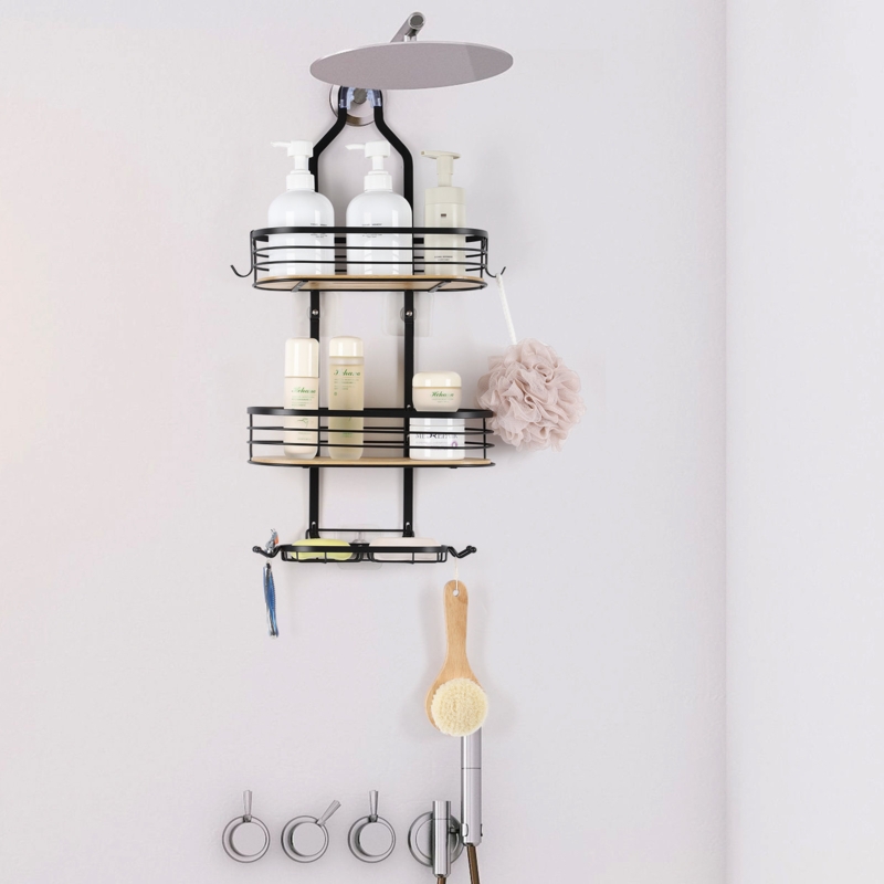 Three-Layer Shower Caddy with Hooks