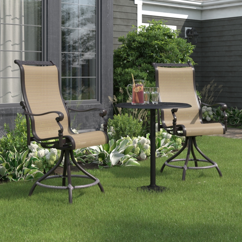 3-Piece Outdoor Bar Set with Swivel Chairs