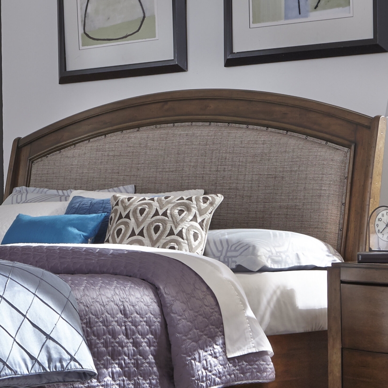 Rustic Sleigh Headboard with Upholstery