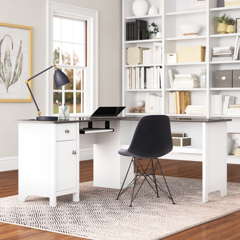 Contemporary Executive L-Shaped Desk with Hidden Features