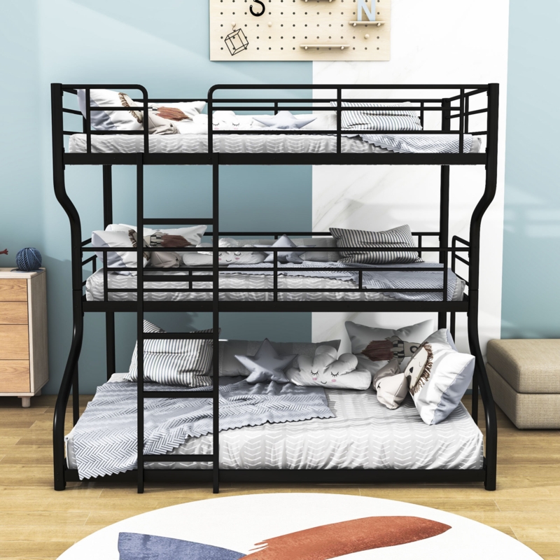 Triple Bunk Bed with Powder-Coated Finish