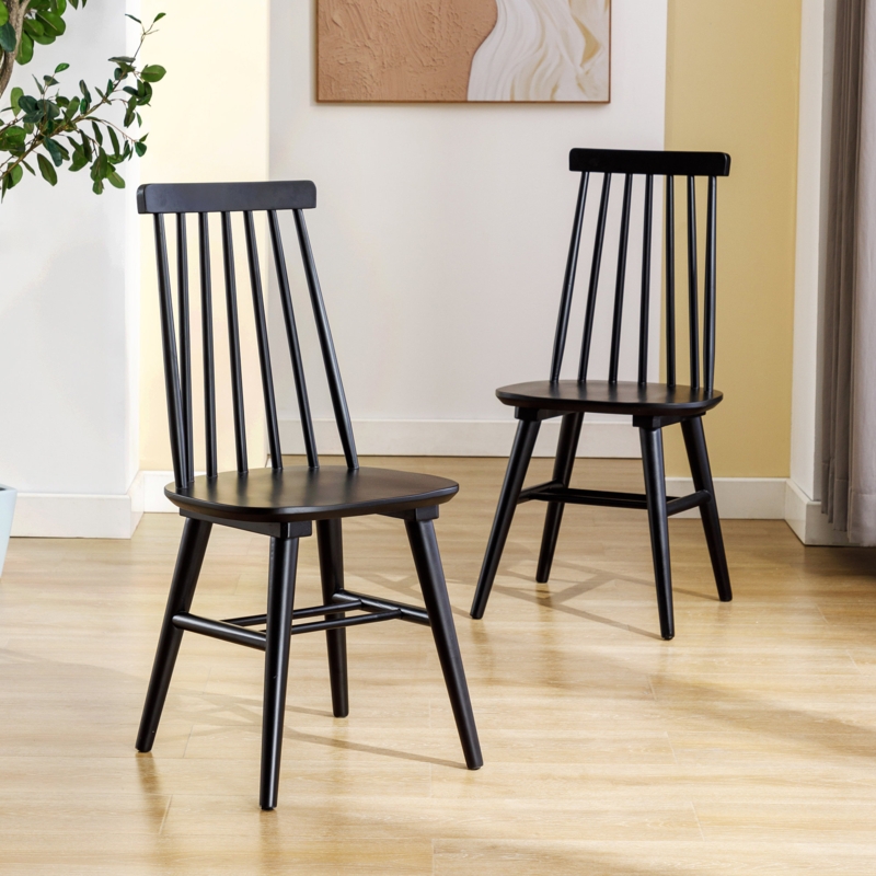 Coastal-Style Wooden Dining Chairs (2-Piece Set)