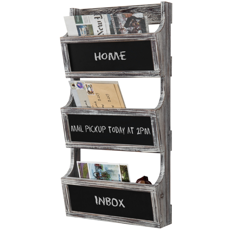 Rustic Wall-Mounted Organizer with Chalkboard Labels