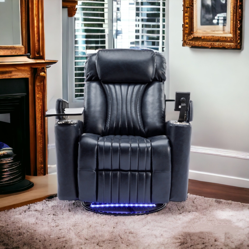 Swivel Recliner with 360° Tray and USB Port