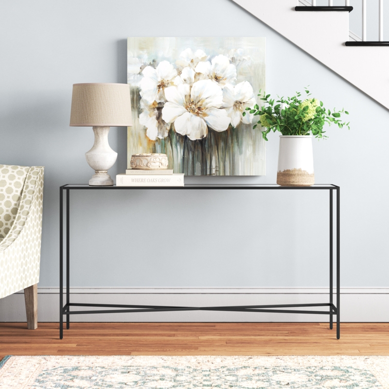 Steel and Tempered Glass Console Table