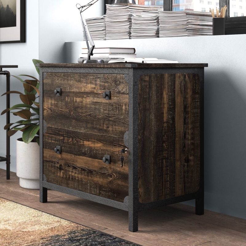 Rustic Lateral Filing Cabinet with 2 Drawers