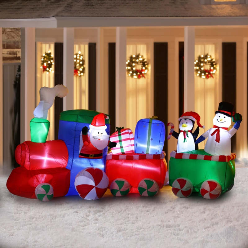 Festive 12-Foot Christmas Train Inflatable