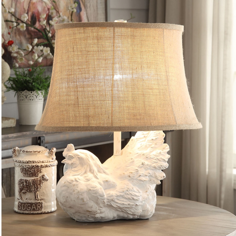 Rustic Farmhouse Rooster Table Lamp