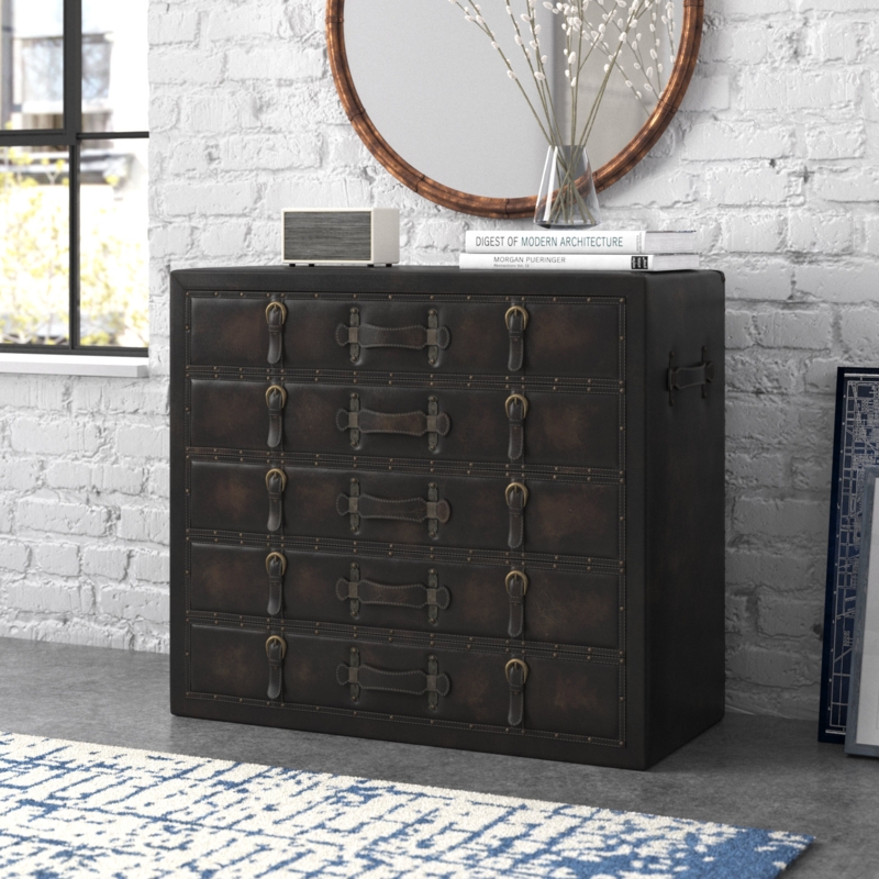 5-Drawer Vintage Trunk-Inspired Accent Chest