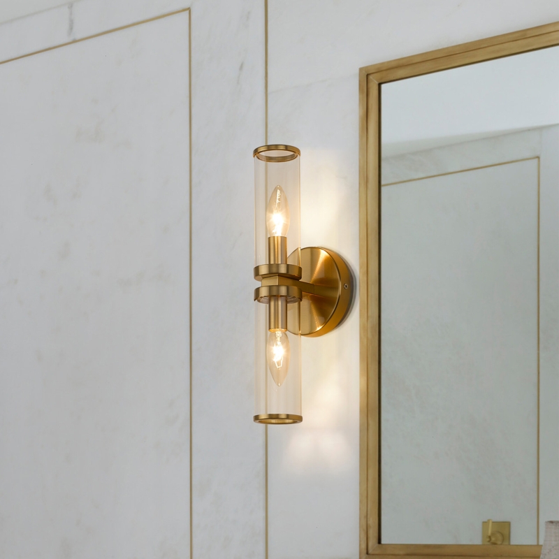 Minimalist Modern Wall Sconce with Clear Glass Shades