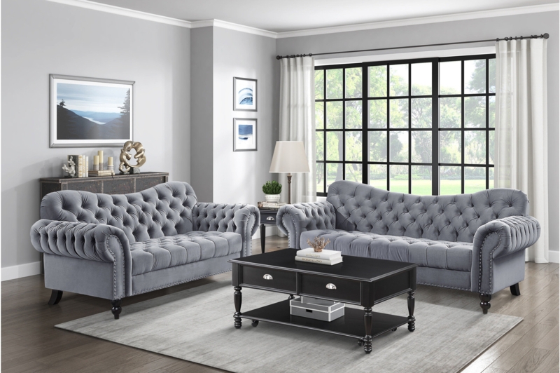 Velvet Sofa and Loveseat Living Room Set