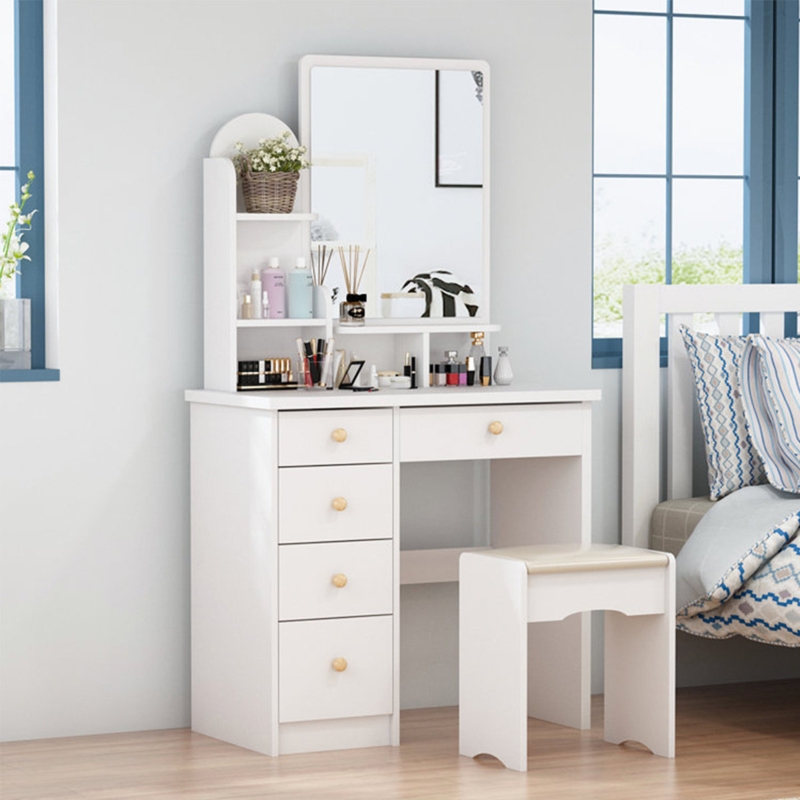 Compact Vanity Set with Mirror and Storage