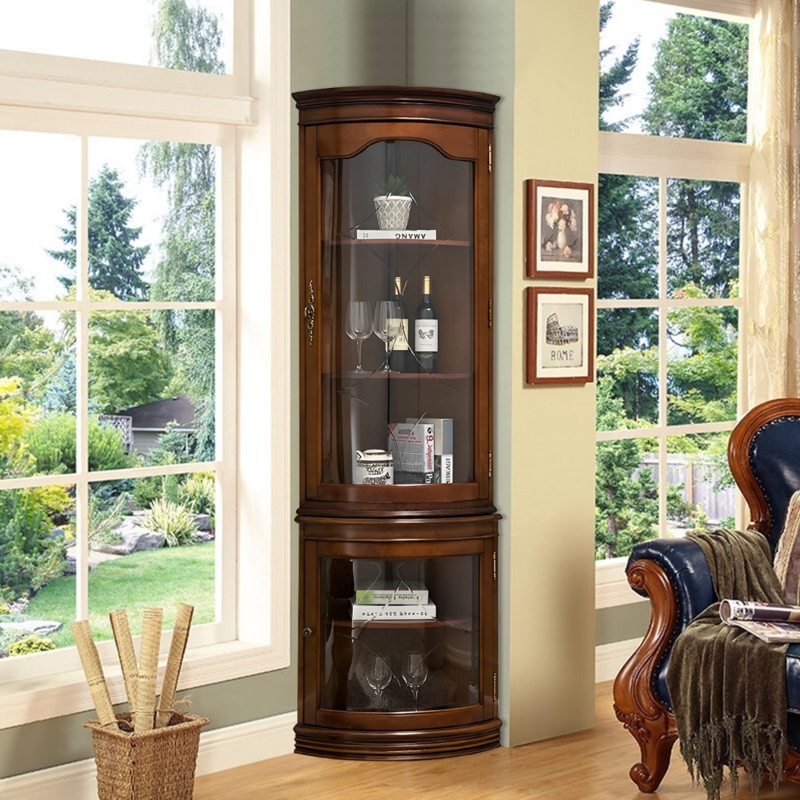 Elegant Solid Wood Corner Cabinet