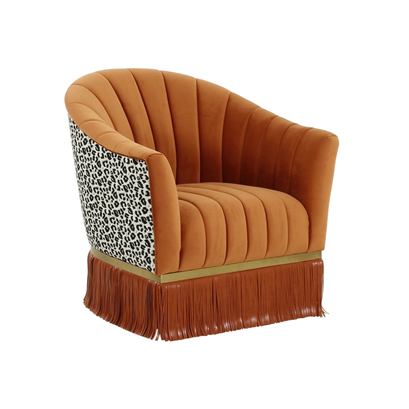 Leopard Print Velvet End Chair