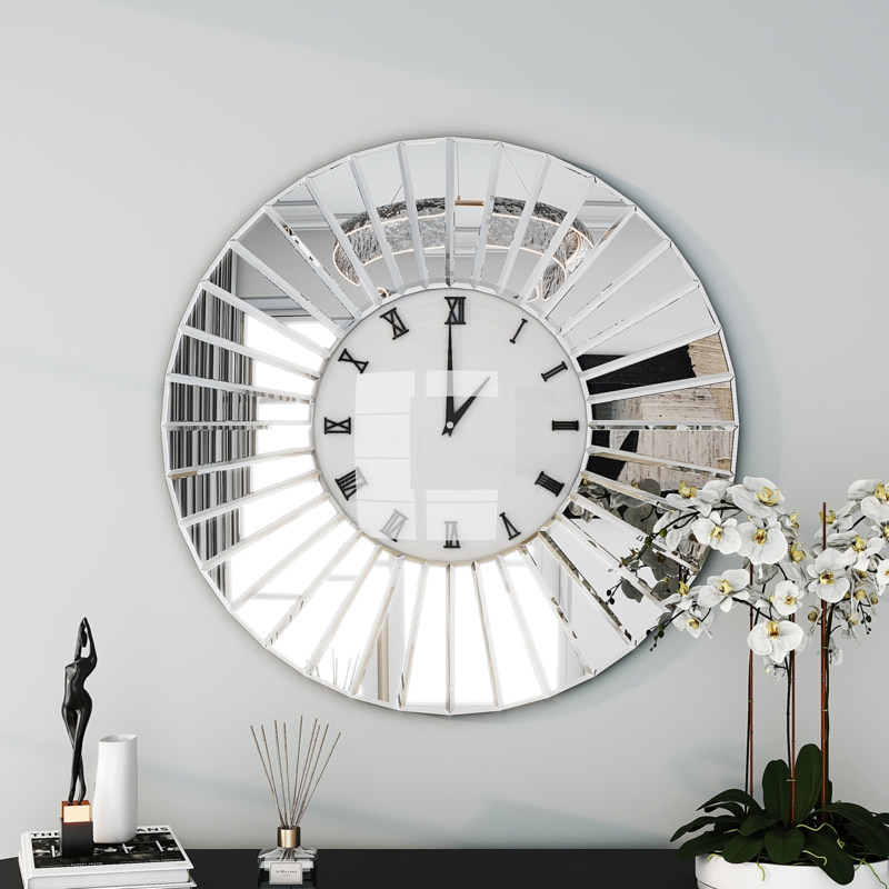 Modern Living Room Mirrored Wall Clock