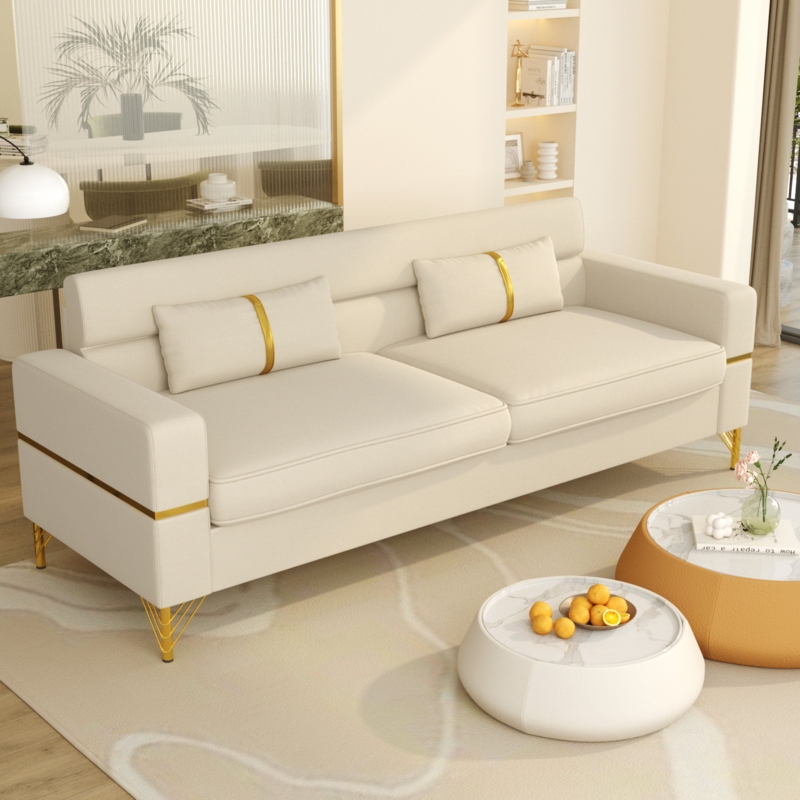 Modern Velvet Sofa with Gold Legs