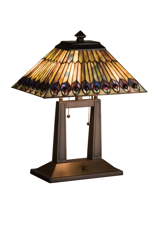 Unique Peacock Art Glass Table Lamp