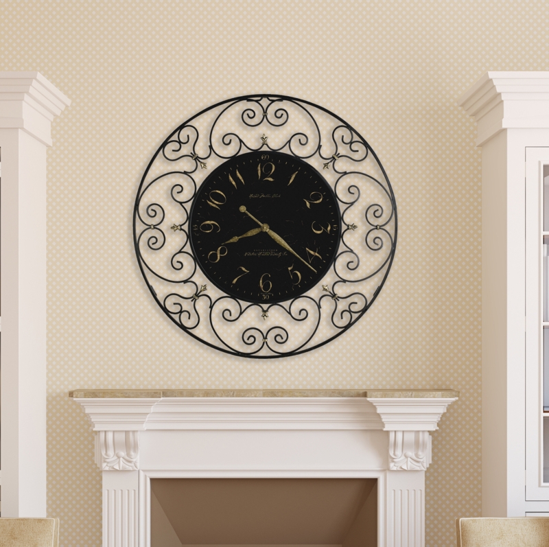 Fleur de Lis Wall Clock with Gold Accents