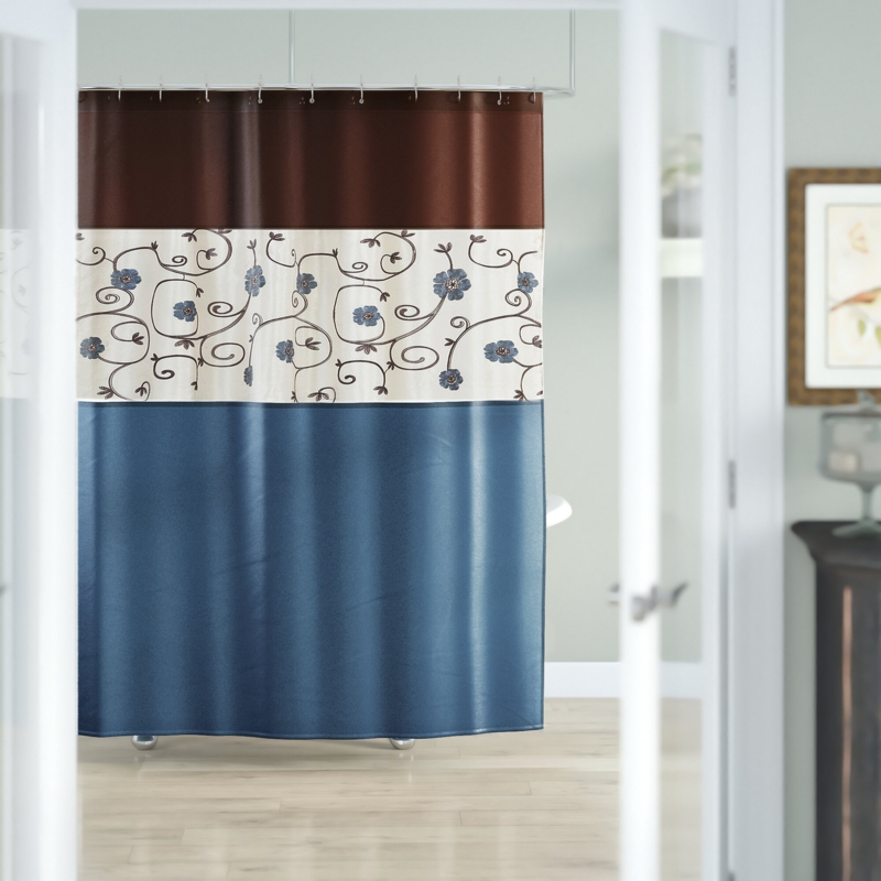 Embroidered Floral Shower Curtain