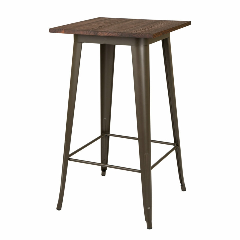 Industrial Square Pub Table with Elmwood Top