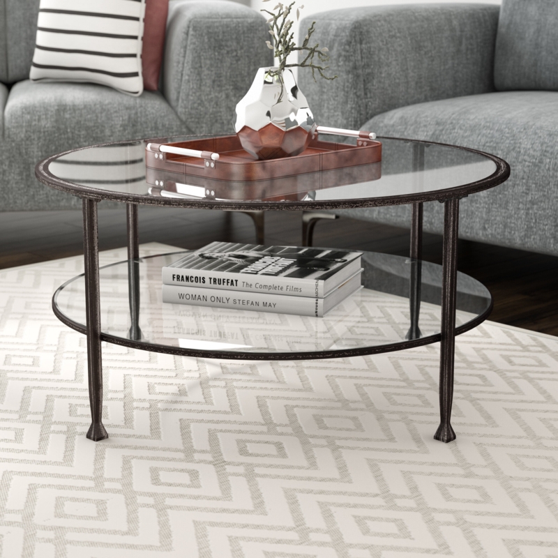 Coffee Table with Storage and Glass Top