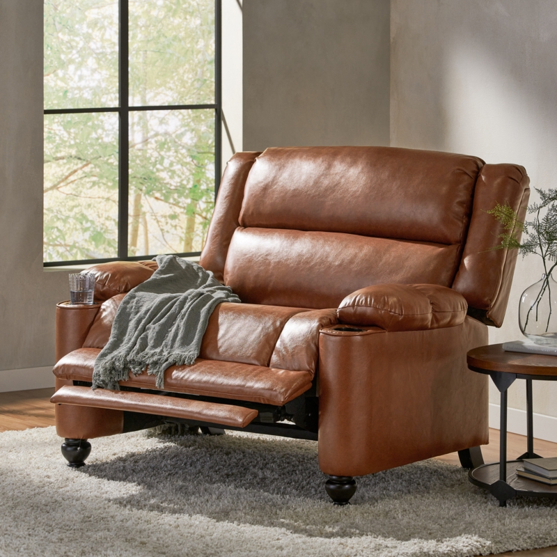 Plush Faux Leather Recliner Chair
