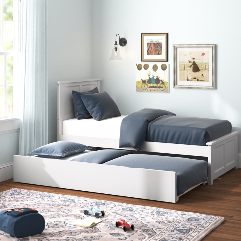 Extra Long Twin Solid Wood Platform Bed with Trundle
