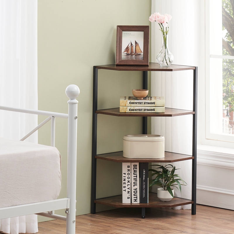 Retro-Style Corner Table with Shelving