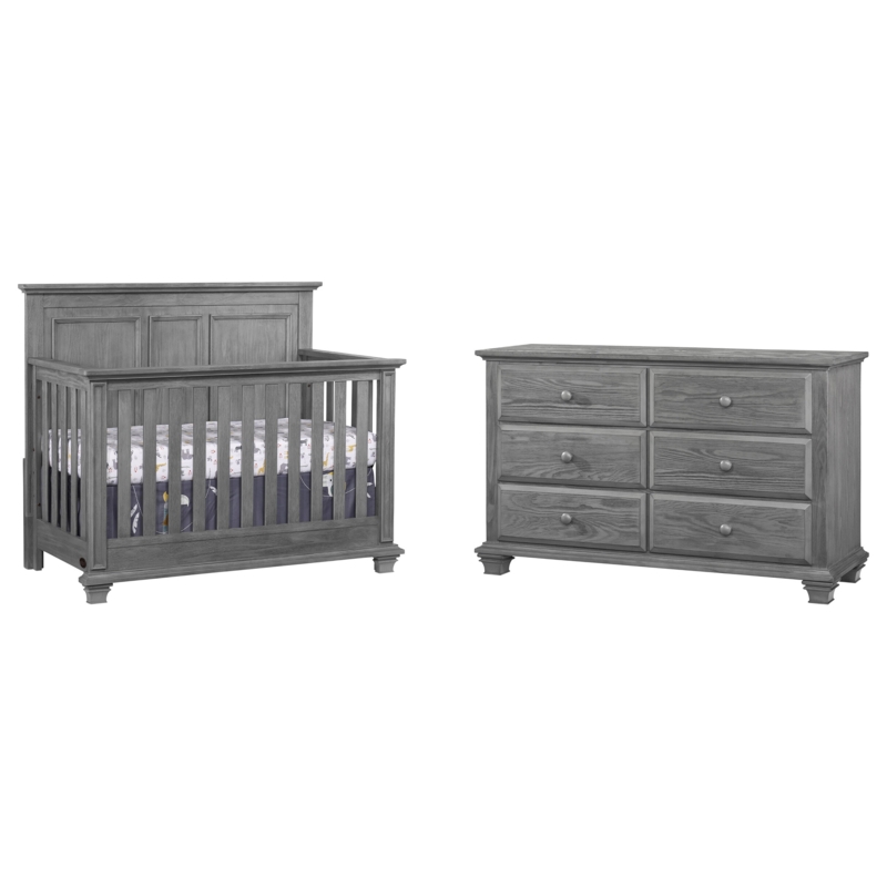 4-in-1 Convertible Crib Set with 6-Drawer Dresser