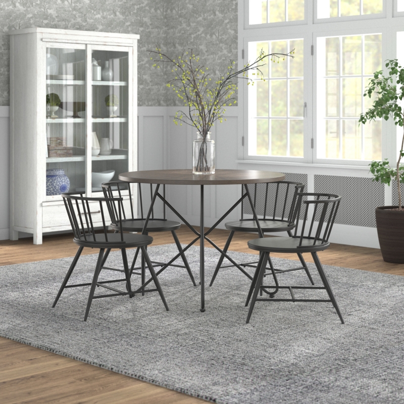 Configurable 5-Piece Dining Set with Hairpin Legs