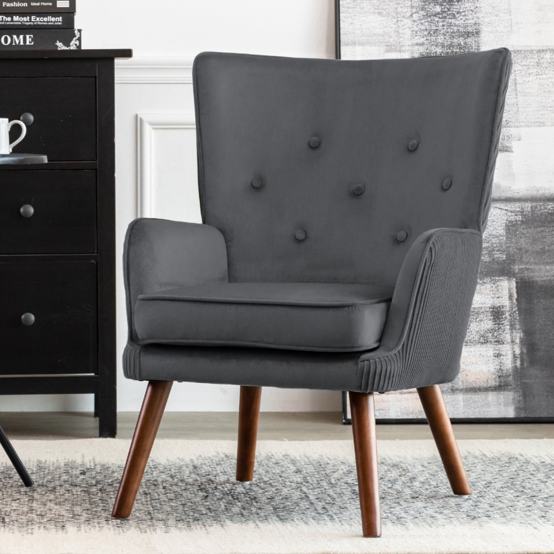 Upholstered Velvet Armchair