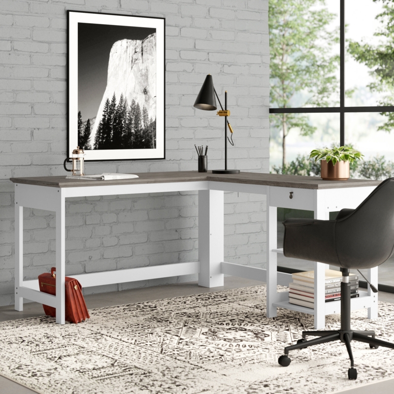 L-Shaped Writing Desk with Storage