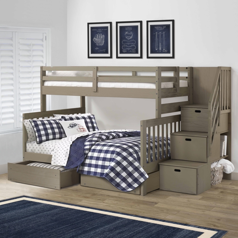 Solid Wood Wire-Brushed Bunk Bed