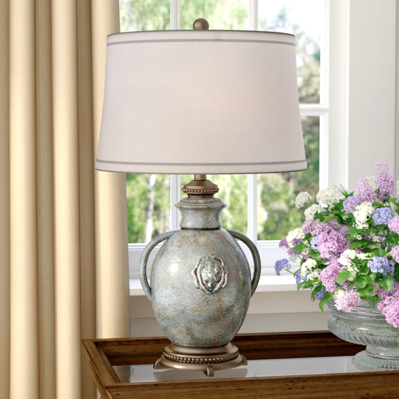 Timeless Ceramic Table Lamp with Medallion Crest