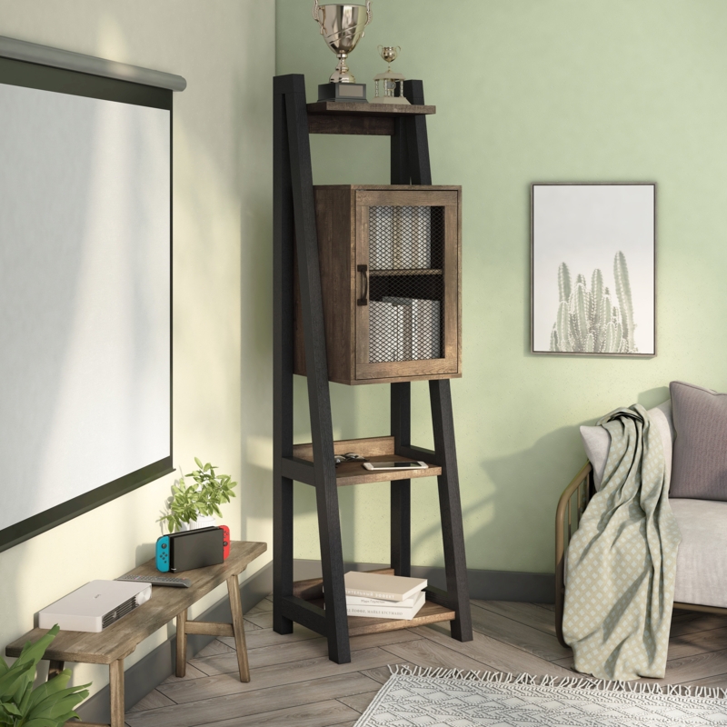 Two-Tone Accent Shelf with Storage Cabinet