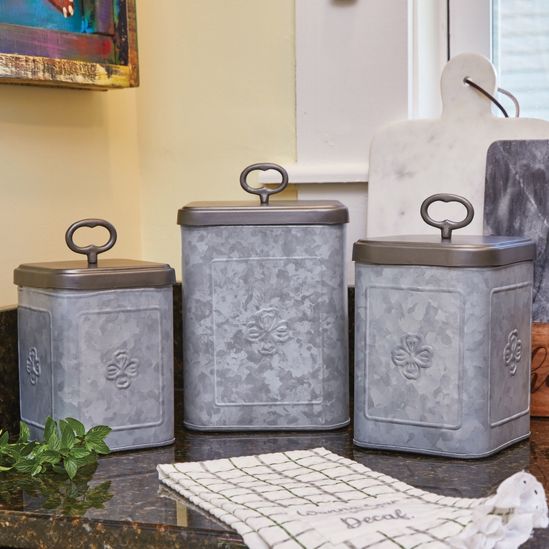 Antique-Inspired Metal Food Canisters