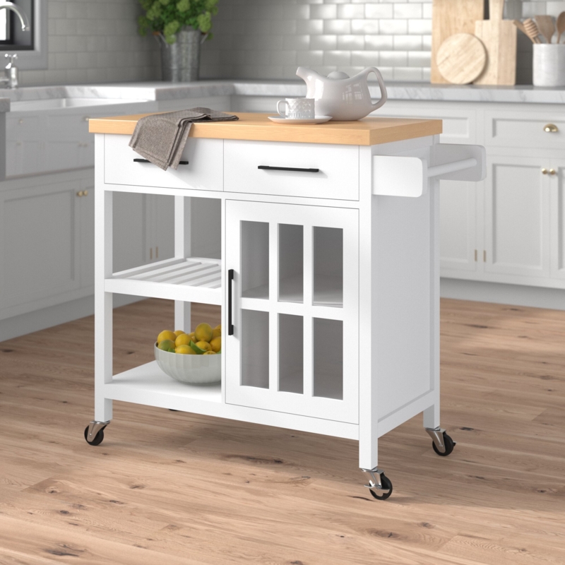 Kitchen Island Cart with Bamboo Countertop