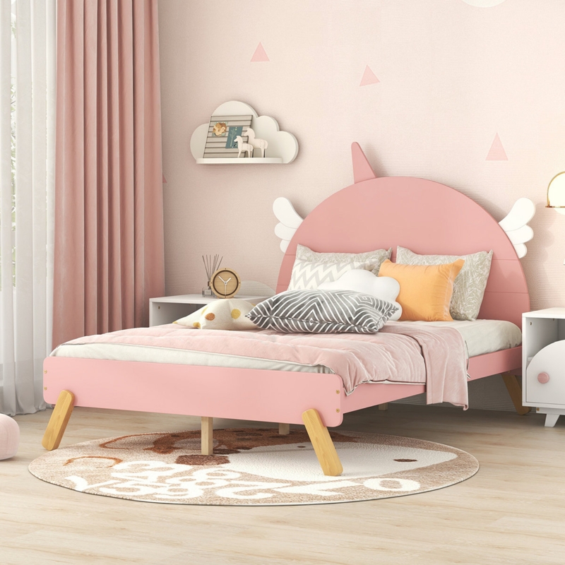 Wooden Unicorn Bed Frame with Slats