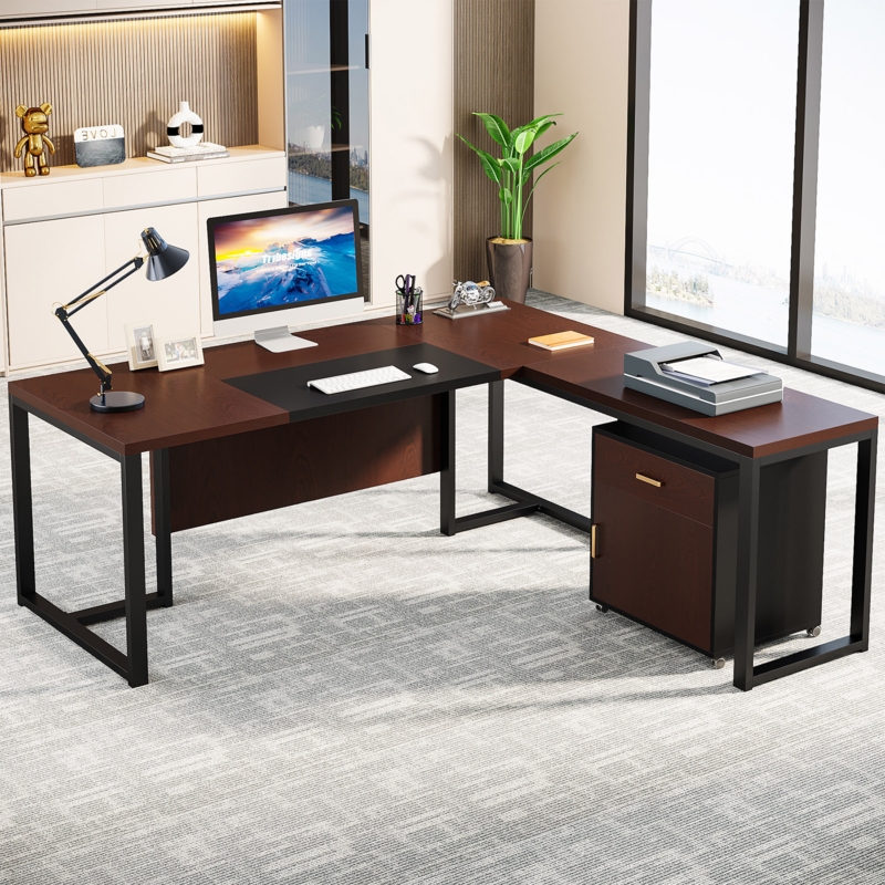 Executive Desk with Side Storage Cabinet