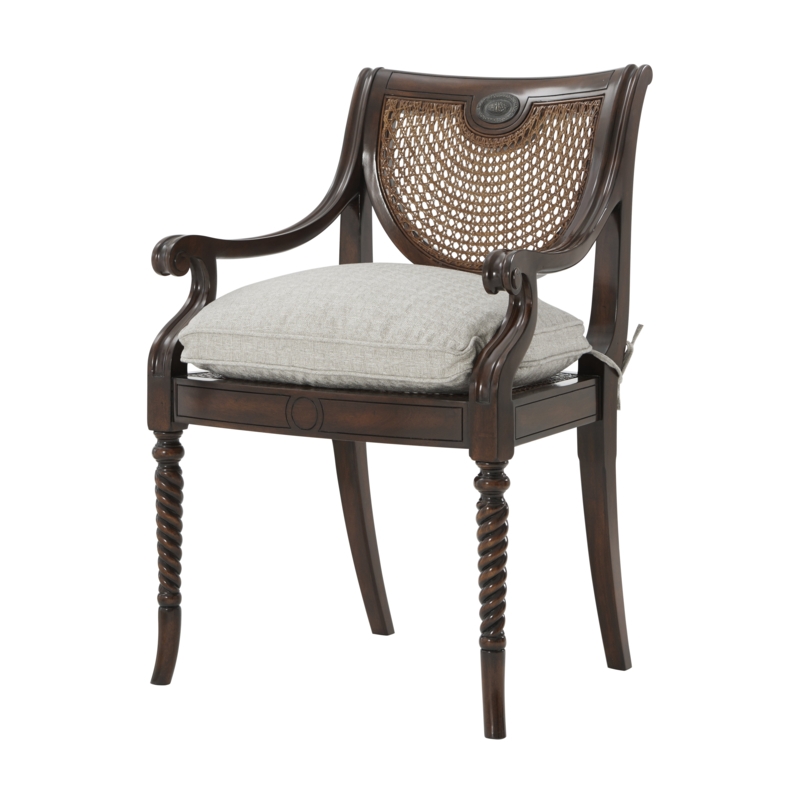 Hand-Carved Side Chair with Silk Tie Cushion