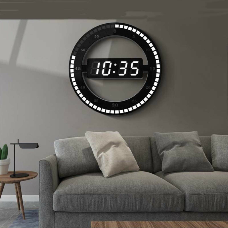 LED Digital Wall Clock Circular with Photoreceptor