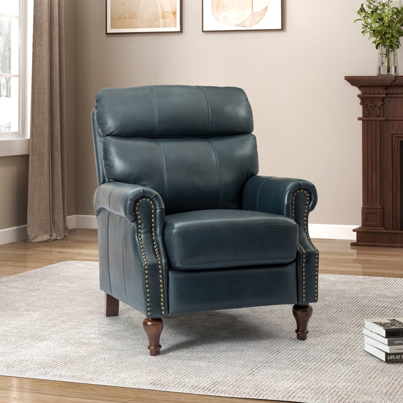 Leather Recliner with Nail Head Trim